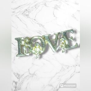 "L Razza" Vintage 90's Women's Gold Toned Love Word Guardian Angels Brooch Pin